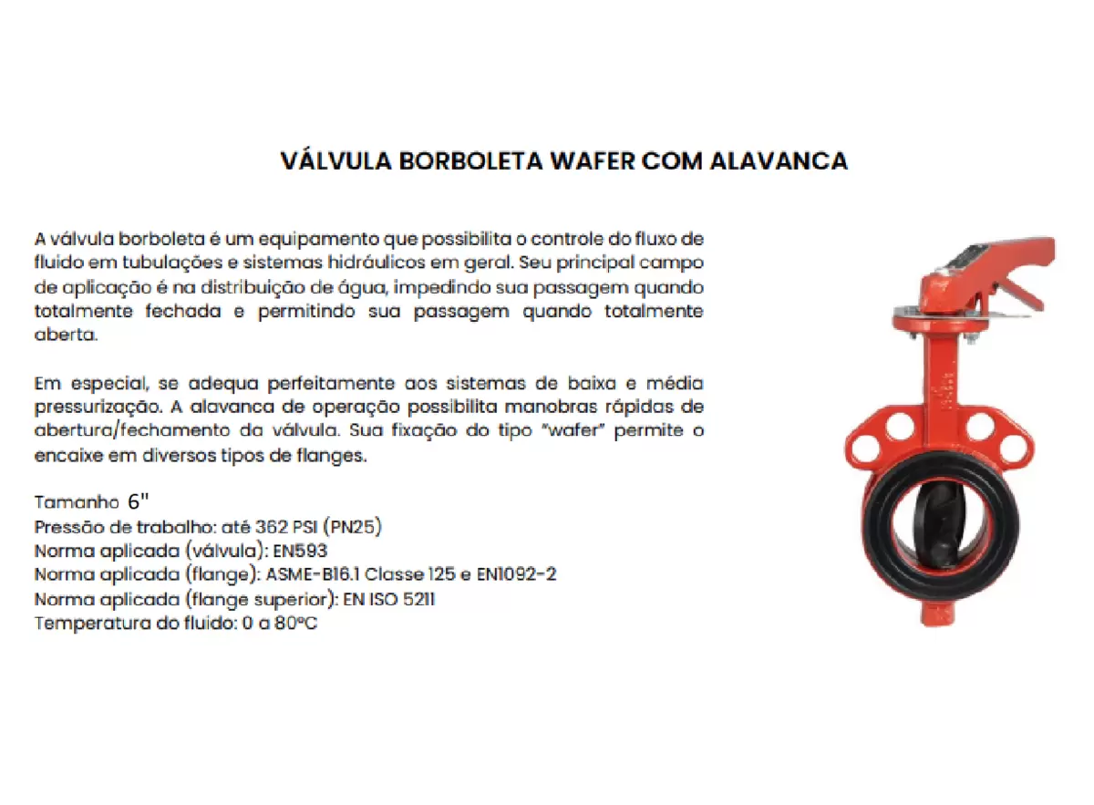 Válvula Borboleta Wafer com Alavanca 6